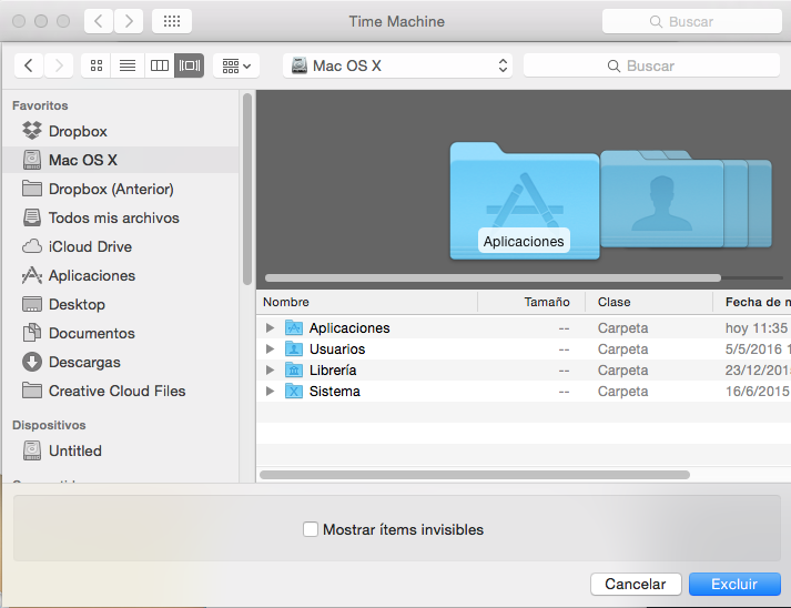 Seleccionar disco local Mac OS