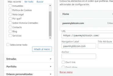 eliminar pawnmybitcoin.com menu wordpress