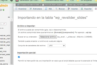 importar tabla revolution slider