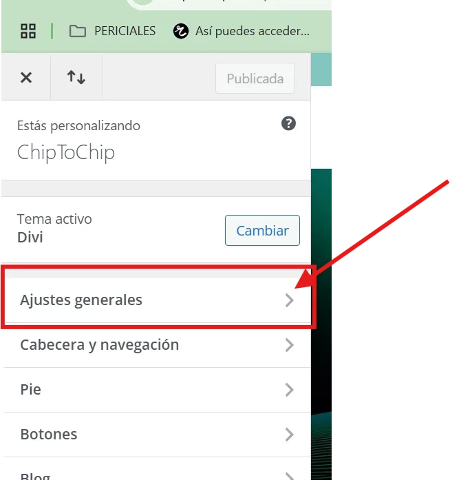 ajustes generales divi theme